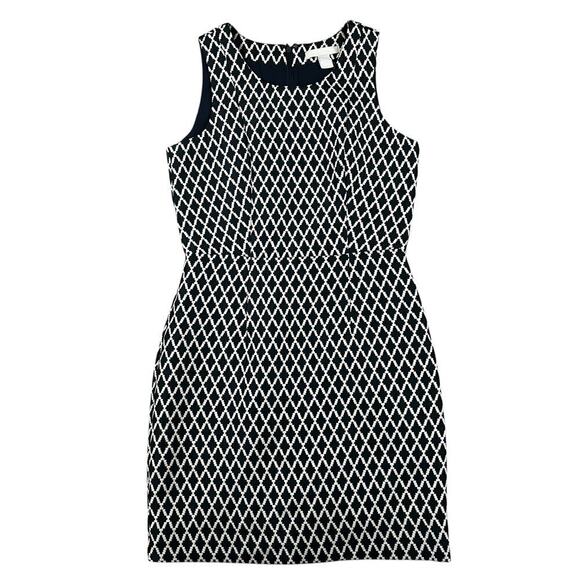 Banana Republic Pencil Dress Black Tan Ikat Sheath Sleeveless Career wear Size 2 - Picture 1 of 7